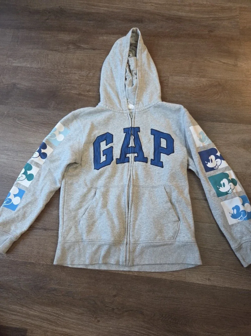 GAP Kids x Disney Grey Mickey Mouse Sweatshirt, Spell Out Letters Embroidered
